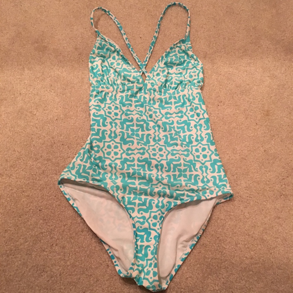 Patterned One Piece (teal and white)